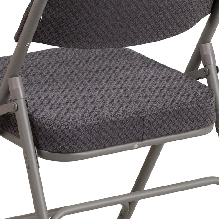 2 Pack Premium Curved Triple Braced & Hinged Fabric Upholstered Metal Folding Chair