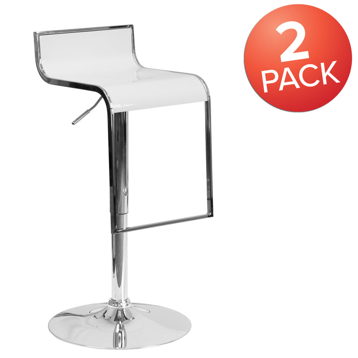 2 Pk. Contemporary Plastic Adjustable Height Barstool with Chrome Drop Frame