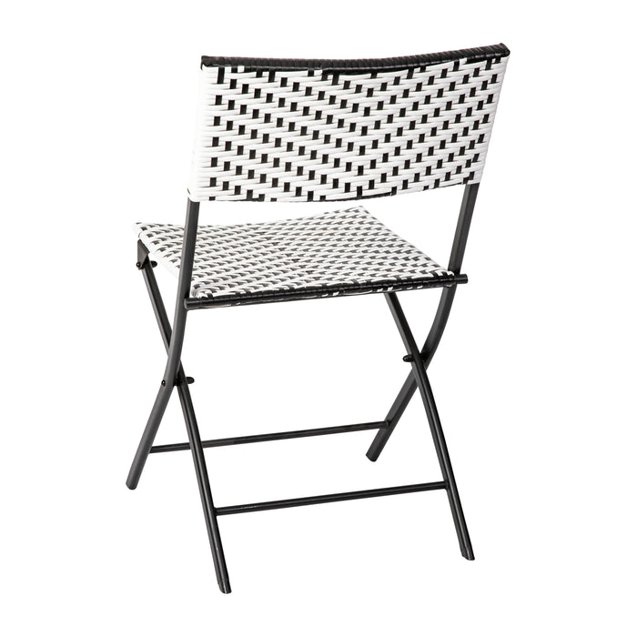Ciel Set of Two Folding French Bistro Chairs in PE Rattan with Metal Frames for Indoor and Outdoor Use
