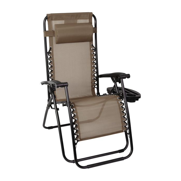 2 Pack Adjustable Mesh Zero Gravity Lounge Chair with Cup Holder Tray