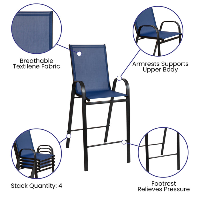 2 Pack Outdoor Barstools with Flex Comfort Material-Patio Stool