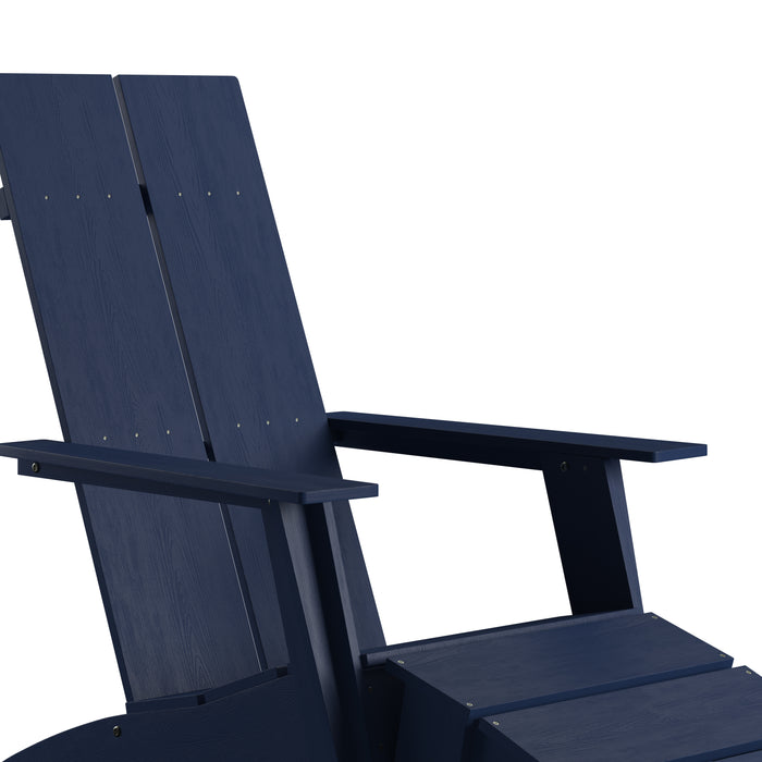 Set of 2 Indoor/Outdoor 2-Slat Adirondack Style Chairs & Footrests