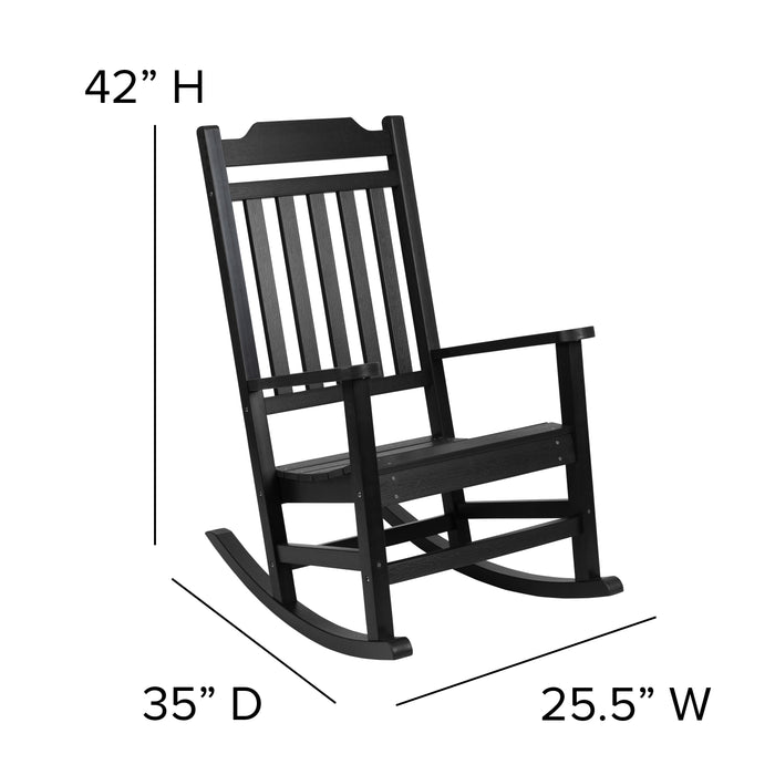 Set of 2 All-Weather Poly Resin Faux Wood Rocking Chairs for Porch &Patio