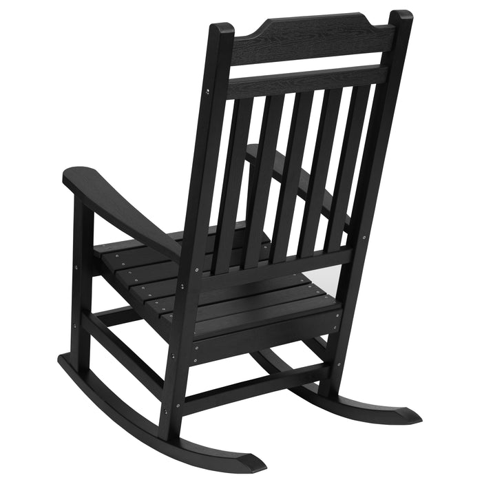 Set of 2 All-Weather Poly Resin Faux Wood Rocking Chairs for Porch &Patio