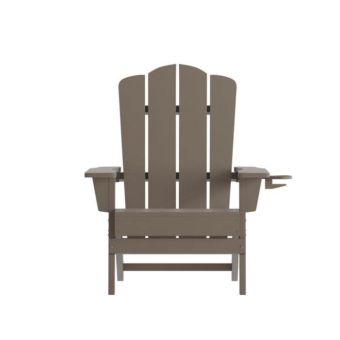 Tiverton Set of 2 Adirondack Chairs with Cup Holders, Weather Resistant HDPE Adirondack Chairs