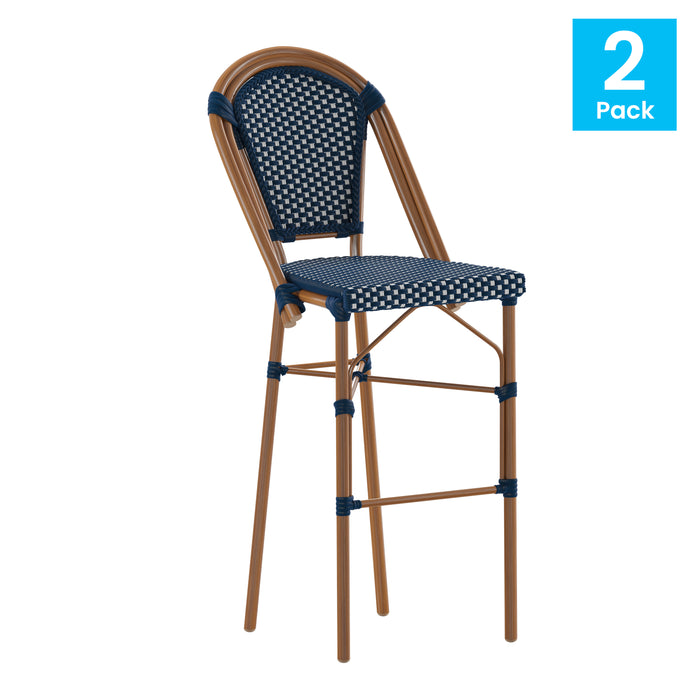 Soie Set of Stools Bistro Sea French Two PE High — Stacking 30\
