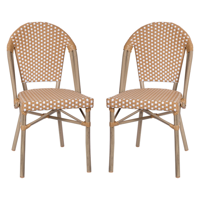 emma-and-oliver — Bistro French Aluminum Chairs Fram Indoor/Outdoor Colmar with Stacking
