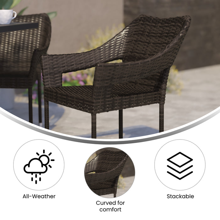Embry All-Weather Indoor/Outdoor Stacking Patio Dining Chairs with Steel Frame and Weather Resistant PE Rattan