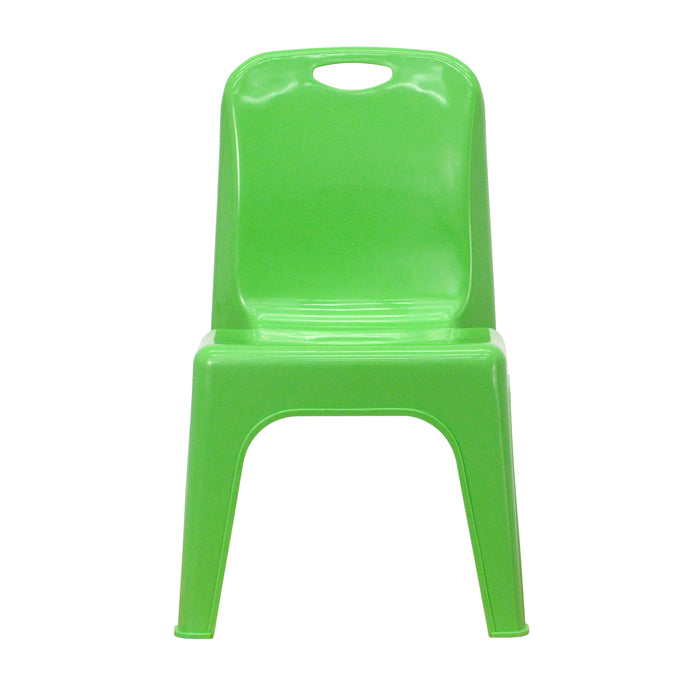 2 Pack Plastic Stackable School Chair with Carrying Handle and 11"H Seat