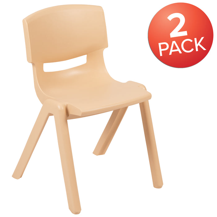 2 Pack Plastic Stack School Chair with 13.25"H Seat, K-2 School Chair