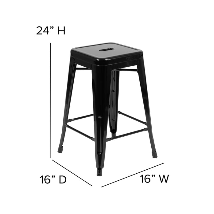 4 Pack 24" High Metal Indoor Counter Bar Stool - Stackable Stool