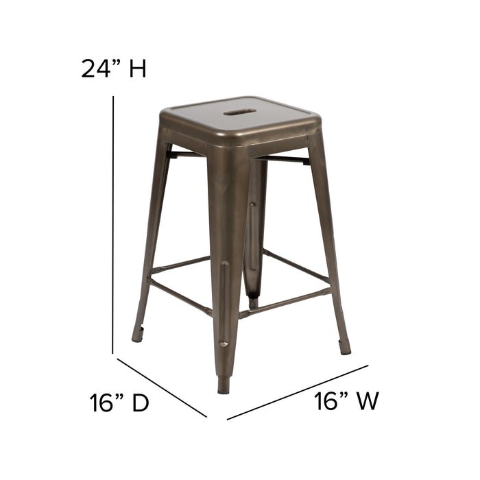 4 Pack 24" High Metal Indoor Counter Bar Stool - Stackable Stool