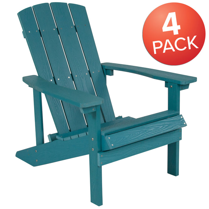 4 Pack Outdoor All-Weather Poly Resin Wood Adirondack Chairs