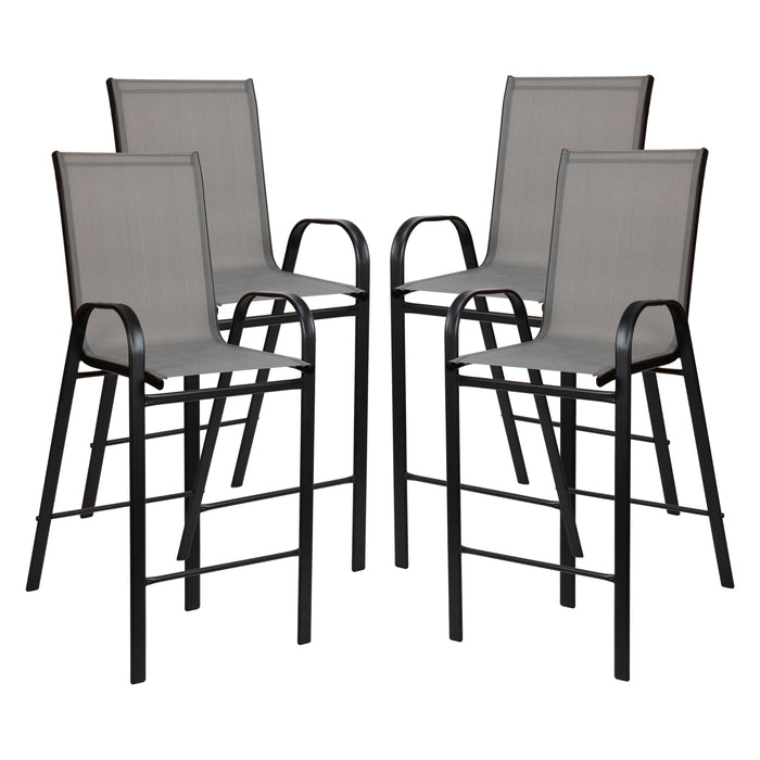4 Pack Outdoor Barstools with Flex Comfort Material-Patio Stool