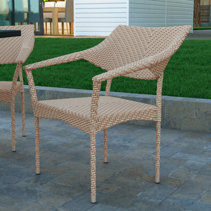 Shasta Modern All-Weather Patio Dining Chairs with Fade and Weather Resistant PE Rattan and Reinforced Steel Frame
