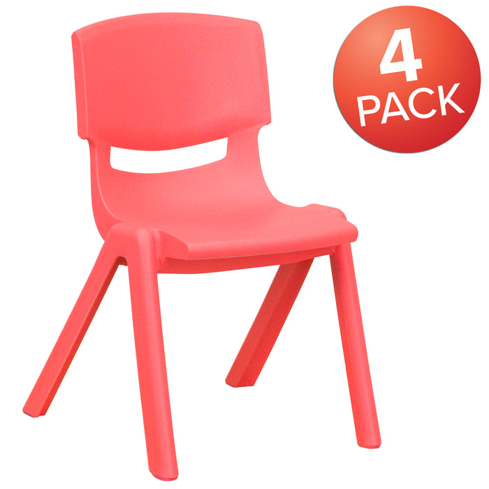 4 Pack Plastic Stack School Chair with 12" Seat Height - Kids Chair