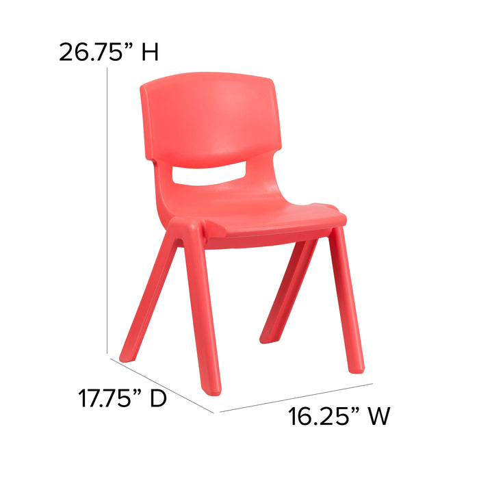 4 Pack Plastic Stack School Chair with 15.5"H Seat, 3rd-7th School Chair