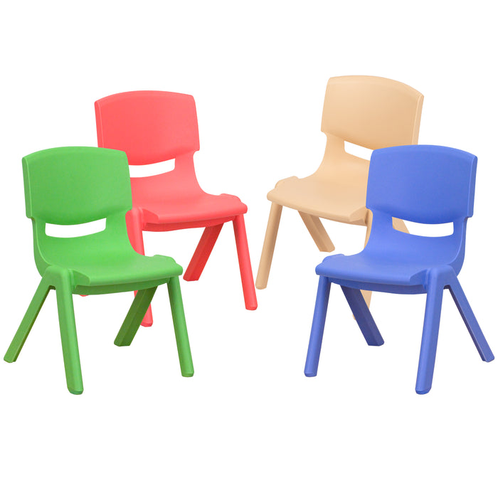 4 Pack Plastic Stackable Pre-K/School Chairs with 10.5"H Seat
