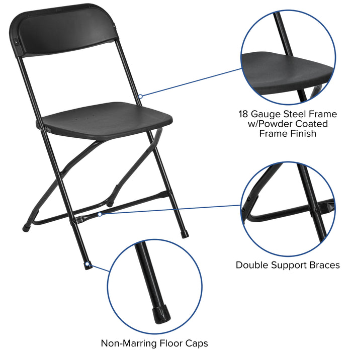 Set of 6 Stackable Folding Plastic Chairs - 650 LB Weight Capacity