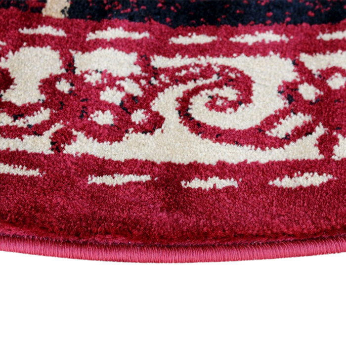 Welsummer Rustic Farmhouse Plush Olefin Accent Rug with Rooster Design and Floral Borders and Natural Jute Backing
