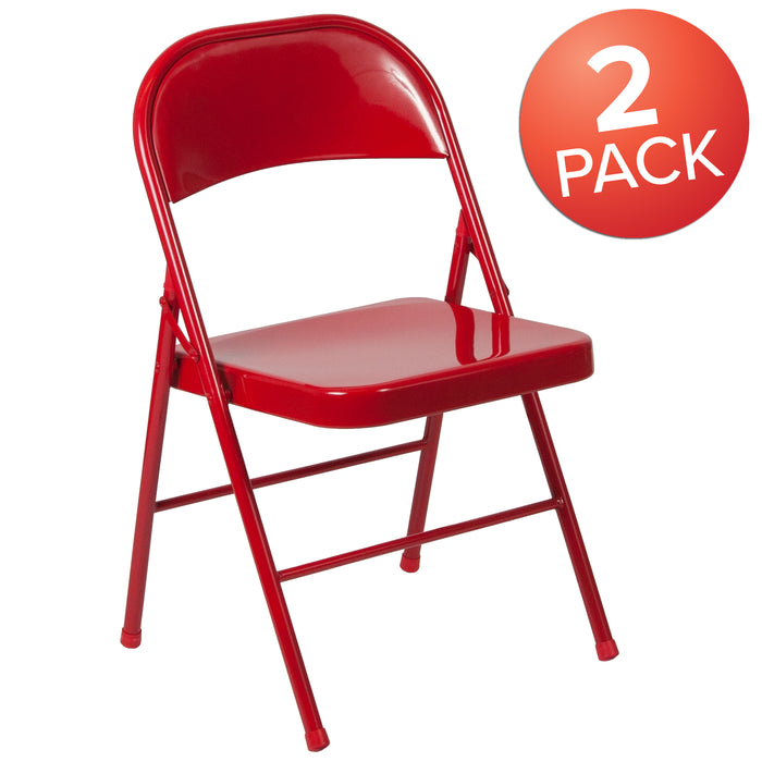 2 Pack Home & Office Double Braced Party Events Steel Metal Folding Chair