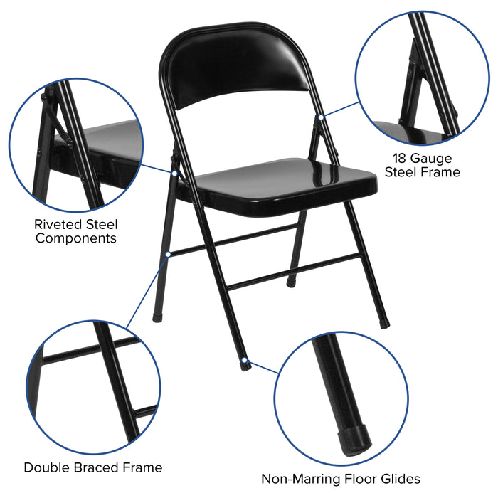 4 Pack Double Braced Commercial Party Events Steel Metal Folding Chair