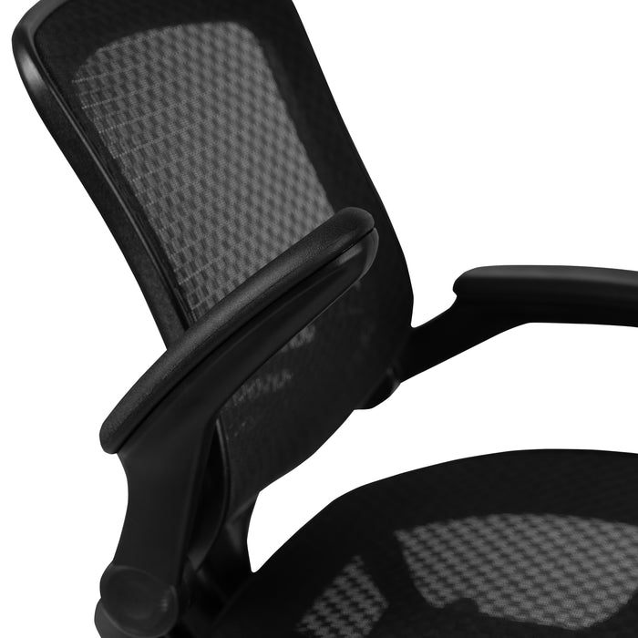 Mid-Back Transparent Mesh Drafting Chair with Flip-Up Arms
