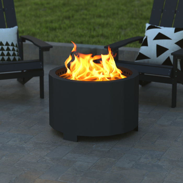 Hestia Steel Portable Smokeless Wood Burning Firepit with Waterproof Cover for Outdoor Use