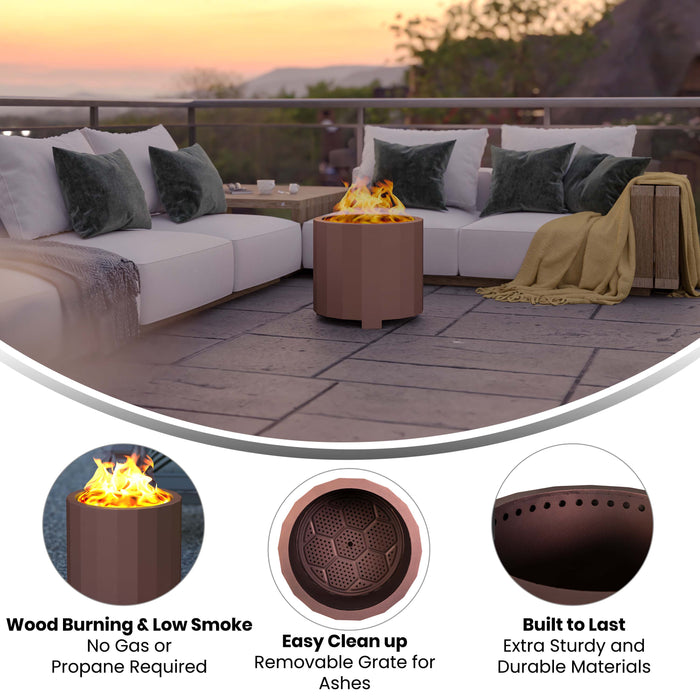 Hestia Steel Portable Smokeless Wood Burning Firepit with Waterproof Cover for Outdoor Use