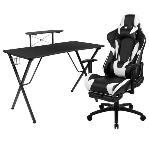 Emma and Oliver Black Ergonomic High Back Adjustable Gaming Chair with 4D Armrests, Head Pillow and Adjustable Lumbar Support with Blue Stitching