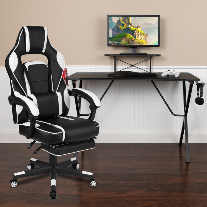 BlackArc Gaming Bundle-Cup/Headphone Desk & Reclining Footrest Chair