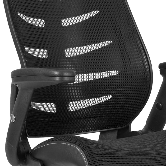 High Back Mesh Ergonomic Drafting Chair with Adjustable Flip-Up Arms