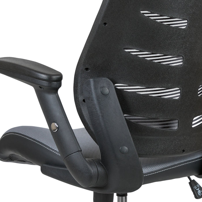 High Back Mesh Ergonomic Drafting Chair with Adjustable Flip-Up Arms