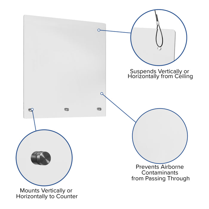 Suspended Register Shield / Sneeze Guard - Mounting or Hanging Hardware Included