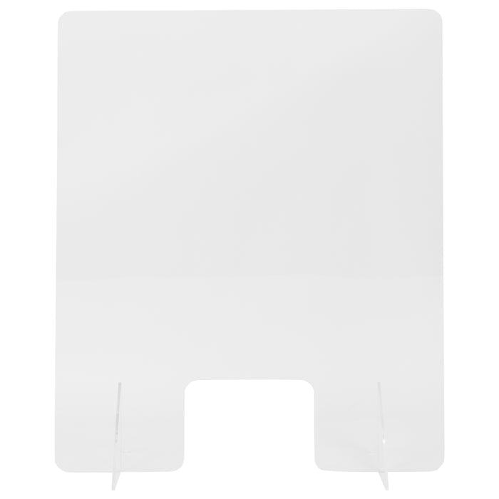 Acrylic Free-Standing Register Shield / Sneeze Guard with Pass-Through Opening