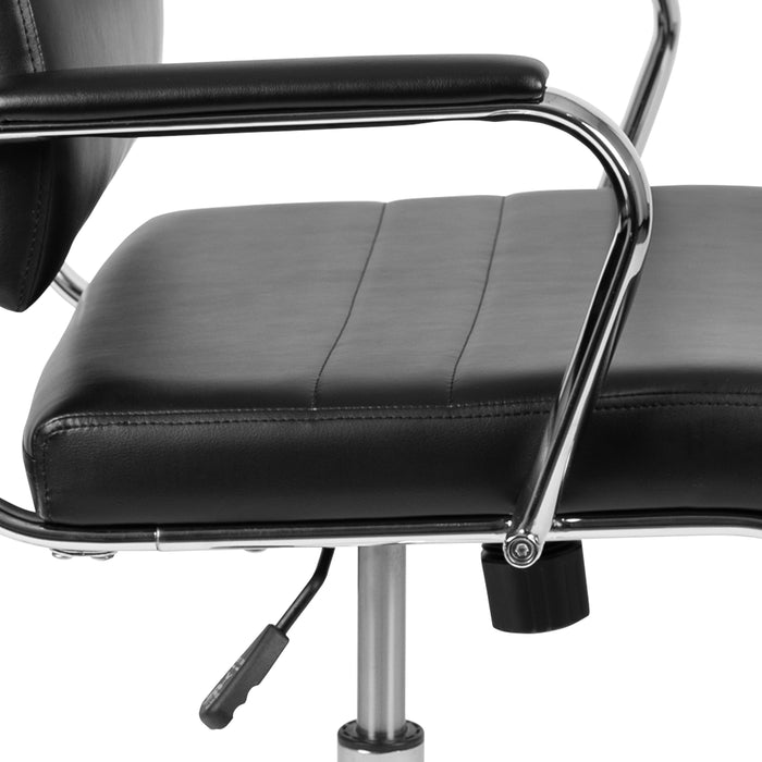 Mid-Back LeatherSoft Contemporary Panel Executive Swivel Office Chair
