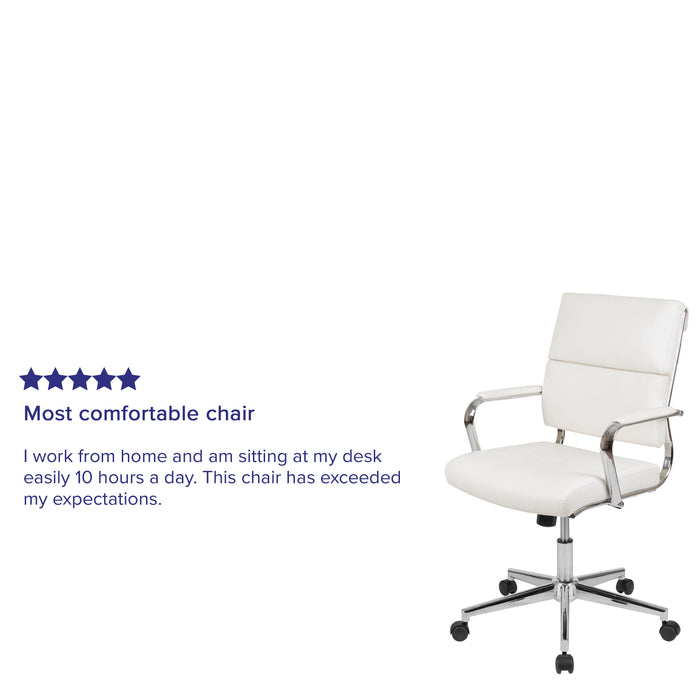 Mid-Back LeatherSoft Contemporary Panel Executive Swivel Office Chair