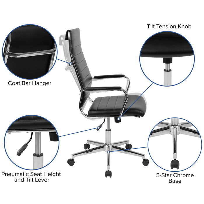 High Back LeatherSoft Ribbed Executive Swivel Office Chair - Desk Chair