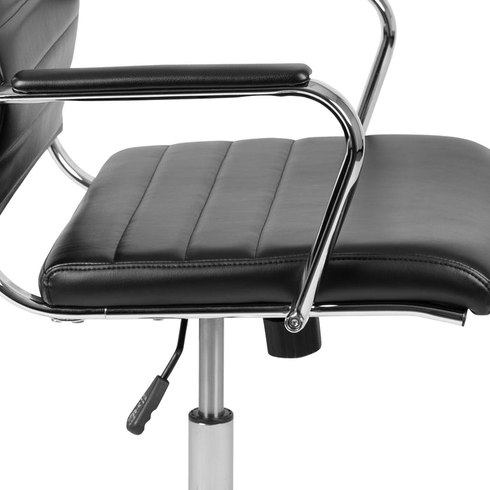 Mid-Back LeatherSoft Ribbed Executive Swivel Office Chair - Desk Chair