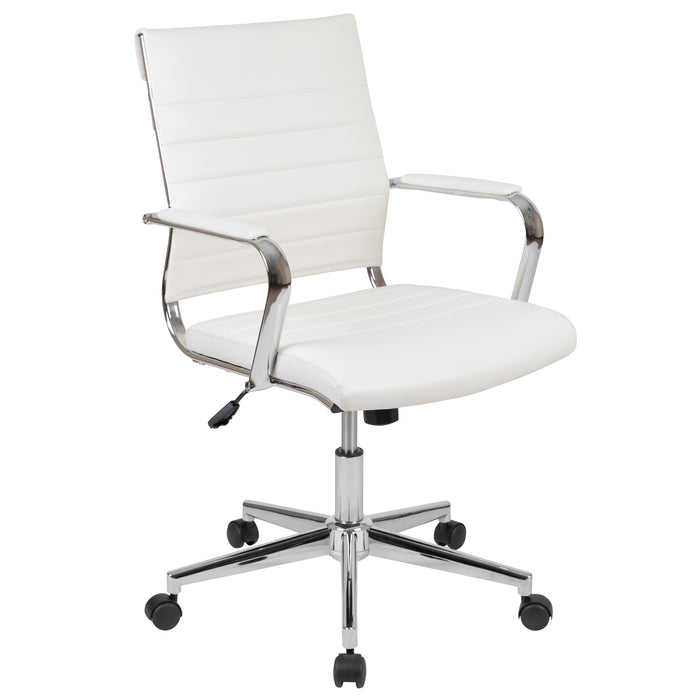 Mid-Back LeatherSoft Ribbed Executive Swivel Office Chair - Desk Chair