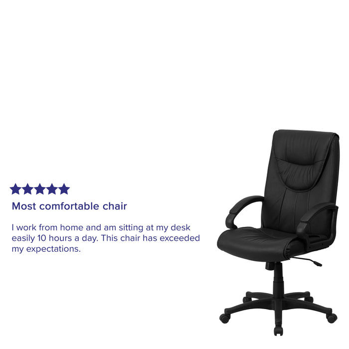 High Back Leather Executive Swivel Office Chair with Distinct Headrest and Arms