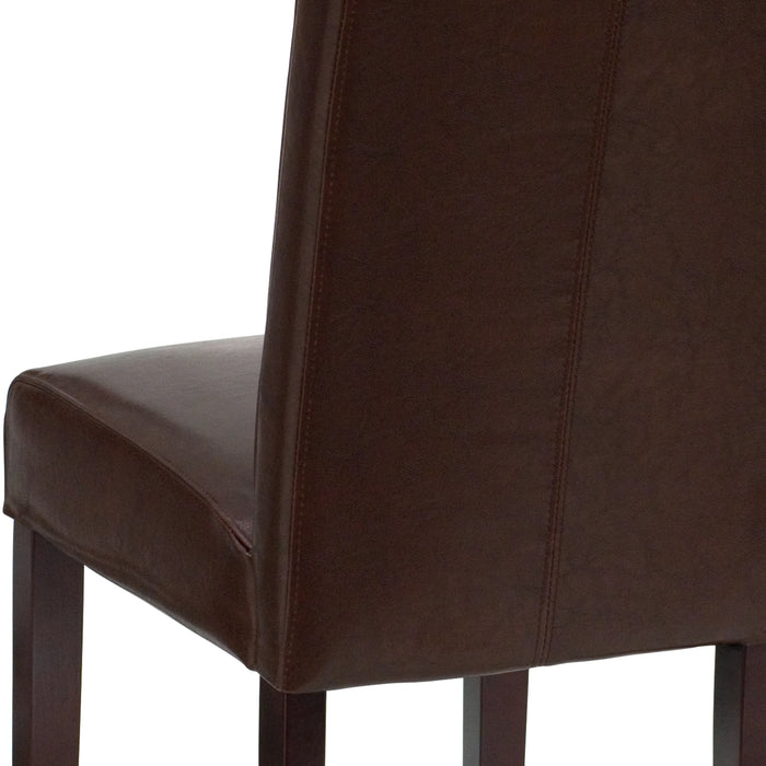 Contemporary Panel Back Parson's Chair with High Density Foam Padding and Finished Hardwood Frame