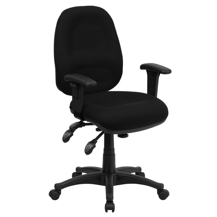 Mid-Back Fabric 3-Paddle Executive Swivel Office Chair & Adjustable Arms