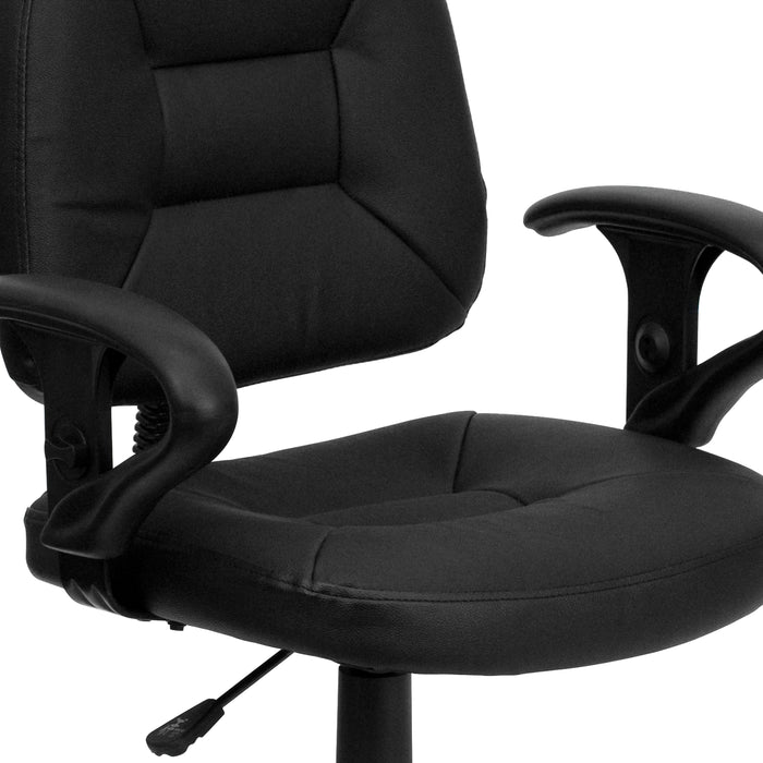 Mid-Back Leather Swivel Ergonomic Task Office Chair with Adjustable Arms