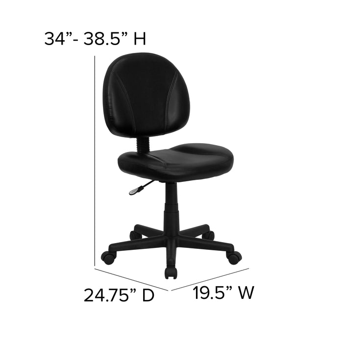 Mid-Back Leather Swivel Ergonomic Task Office Chair with Back Depth Adjustment