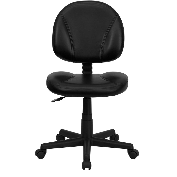 Mid-Back Leather Swivel Ergonomic Task Office Chair with Back Depth Adjustment