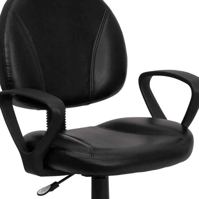 Mid-Back Leather Swivel Ergonomic Task Office Chair with Back Depth Adjustment and Arms