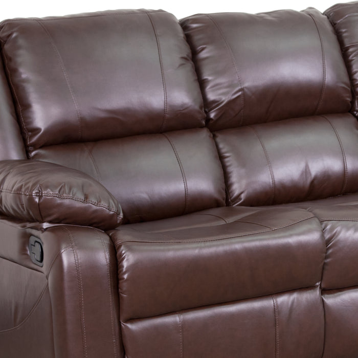 Bustle Back LeatherSoft Sofa with Two Built-In Recliners