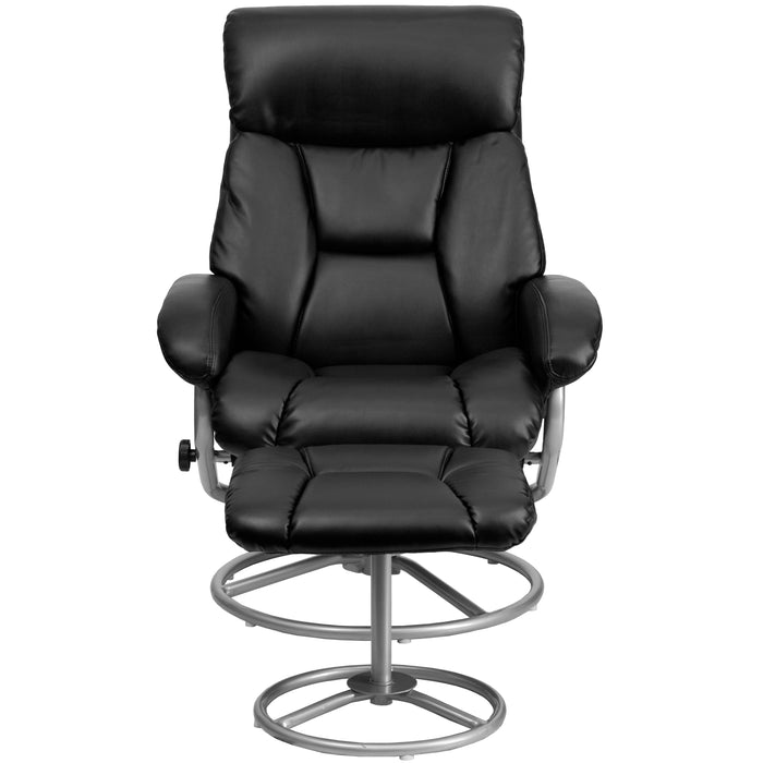 Contemporary Multi-Position Recliner & Ottoman with Metal Base