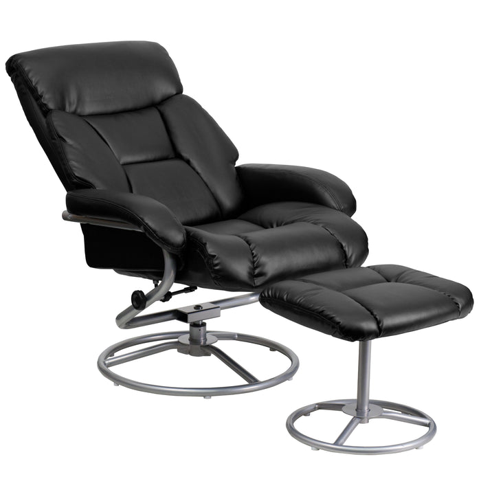 Contemporary Multi-Position Recliner & Ottoman with Metal Base